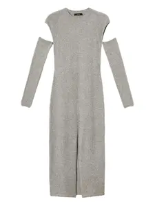 Платье миди со съемными рукавами TWINSET, серый