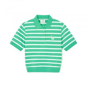 Футболка поло женская желто-зеленая MLB