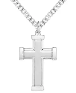 Мужское ожерелье с цельным рельефным крестом, 22 дюйма, из стерлингового серебра Macy'S, silver