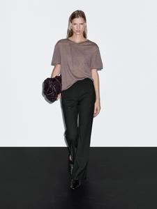 Футболка с коротким рукавом и асимметричной застежкой Massimo Dutti, Medium Ecru