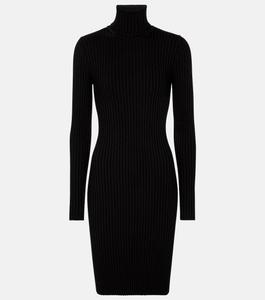 Мини-платье из шерсти и хлопка в рубчик WOLFORD, черный