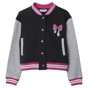Детская бейсбольная куртка для девочек 4-16 лет Lands' End, цвет bow black gray hthr