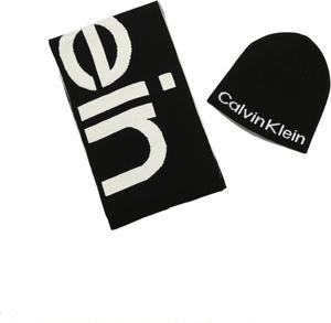 Мужской комплект шапок и шарфов с логотипом Calvin Klein, Black