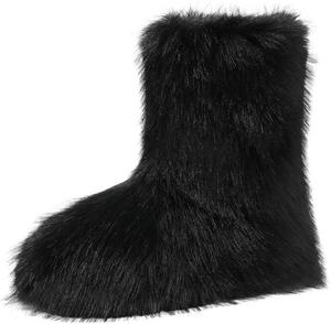 Женские сапоги Scecocrs Fluffy Furry средней длины, модные пушистые теплые зимние ботинки с мехом для улицы, Black