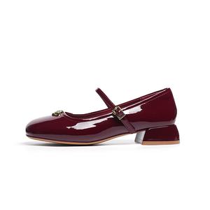 Туфли Мэри Джейн на блочном каблуке RED DRAGONFLY, Burgundy