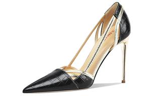 Тонкий каблук высокие туфли 10 см женские Lily Wei, черный