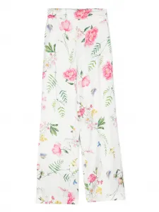 Широкие брюки с цветочным принтом Monnalisa, белый