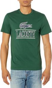Мужская футболка Lacoste с круглым вырезом, коротким рукавом, стандартным кроем и фирменной символикой, Green 3D Print