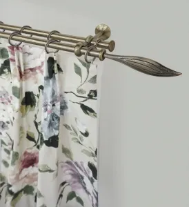 Карниз GARESA "ESPERANCA", 2-х направляющий, желаемая длина, комплект штор в стиле рустик, раздвижной, под утюг, с кольцами 300 см, Ø16мм, цвет antikmessingfarben