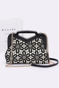 Вязаная клатч с деревянной рамкой FASHNZFAB, черный