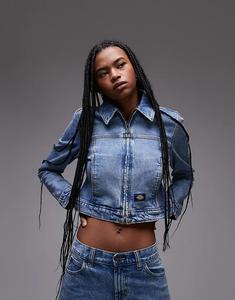 Свободная куртка-бомбер с эффектом волнистого кроя светло-голубого цвета Dickies