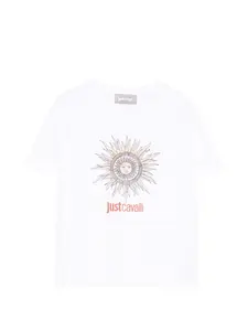 Футболка с солнечным принтом Roberto Cavalli Junior, белый