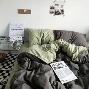 Muji Комплект постельного белья из 4 предметов (простыня, пододеяльник 200х230 см), цвет Matcha Dark Gray