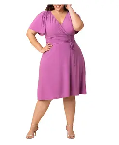 Платье с драпировкой и завязками Jemma больших размеров Kiyonna, фиолетовый