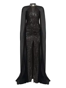 Платье-накидка, украшенное пайетками Nissa, черный