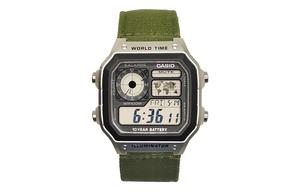 CASIO Часы Unisex YOUTH Black Watch, Steel Block Nylon Army Green