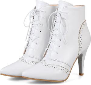 Женские ботильоны Quimeir на шпильке с заостренным носком и шнуровкой, Ivory