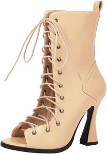 Элегантные летние ботильоны на шнуровке для женщин - с открытым носком и вырезами, на молнии XIEPP, Yellow