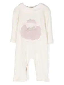 Комбинезон с вышивкой и отделкой в рубчик La Stupenderia, белый