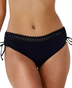 Женские плавки бикини с завязками по бокам и кружевной отделкой LASCANA, черный