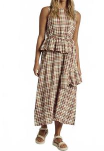 Платье Ruffilo миди в коричневом цвете Native Youth