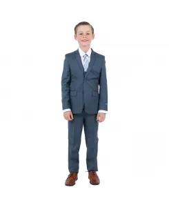 Костюм из 5 предметов для мальчиков цвета какао: жилет, брюки, рубашка и галстук Perry Ellis, синий