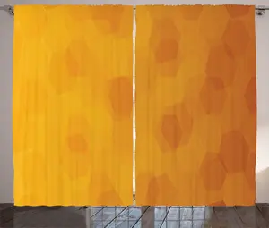 Штора ABAKUHAUS Honeycomb Rustic, оранжево-желтый шестиугольник, универсальная ленточная штора для гостиной с петлями и крючками, 280 x 225 см, оранжевый и бледно-оранжевый Abakuhaus