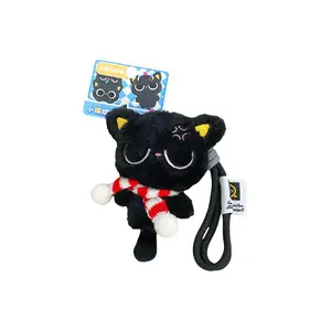 MIC RABBIT Черный кот угольный шарик плюшевый кулон высота 12см