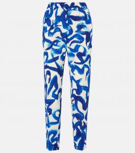 Узкие брюки с принтом Dries Van Noten, синий