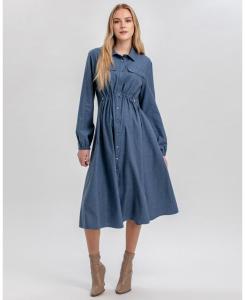 Хлопковая рубашка для беременных Эрика с завязками на талии PIETRO BRUNELLI MATERNITY, Blue