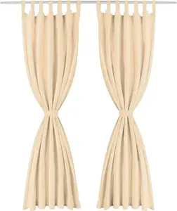 Шторы из микросатина , 2 шт., с петлями, 140×225 см, бежевые vidaXL