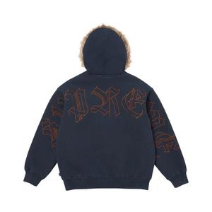 Толстовка Supreme Faux Fur Zip Up Hooded Sweatshirt, Navy