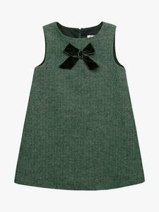Детское платье Georgina с бантом в стиле пинaфор и узором "ёлочка" Trotters, Green
