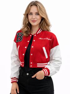 Worldclassca Куртка межсезонная 'Crop College Bomber Jacket' в ярко-красном цвете
