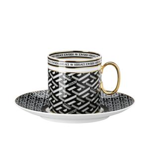 Rosenthal Versace La Greca Signature Черная кофейная чашка, 2 предмета 0,23 л Rosenthal meets Versace, белый/золотой/черный