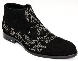 Мужские черные замшевые ботинки Giovanni Conti 3331-02 с декоративной микрометаллической цепочкой и молнией, черный