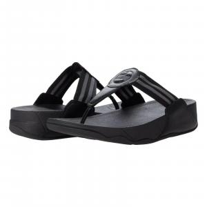 FitFlop Walkstar DX4-090 женские сандалии с перемычкой между пальцами черные на платформе для комфорта