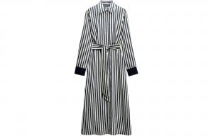 Длинное платье с длинными рукавами Женское Телесный/Морская синька ZARA