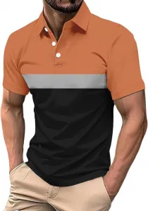 Мужская поло с цветными блоками, короткий рукав, для гольфа и отдыха