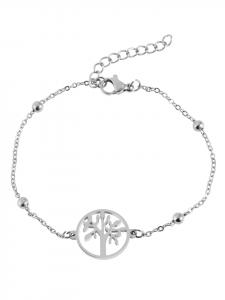 Adeliás Женский браслет «Древо жизни» из нержавеющей стали, 17+3 см, серебристый