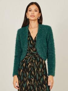 Металлический болеро с открытым вырезом укороченный кардиган Yumi, Green