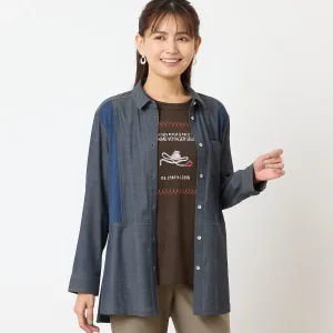 Джинсовая рубашка с боковыми ребрами, которую можно стирать Lobjie, цвет Dark Blue