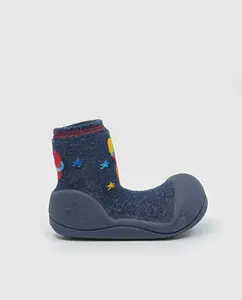 Пинетки для младенцев из хлопка темно-синего цвета с рисунком ракеты Attipas