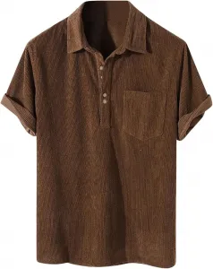 Мужская ретро поло из вельвета летняя классического кроя с коротким рукавом