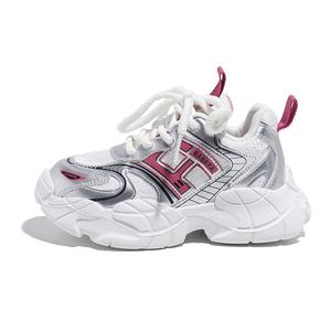 Нескользящие, легкие, амортизирующие, низкие, детские, повседневные кроссовки Babaya, белый/красный/серебряный