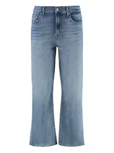 Укороченные джинсы Alexa с бахромой и узким краем 7 For All Mankind, синий