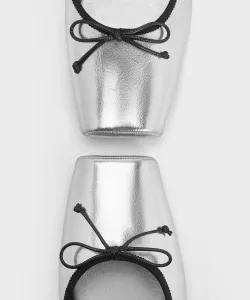 Балетки «Мэри Джейн» с квадратным носком Charles & Keith, цвет Silver