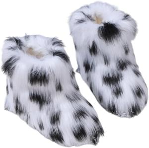 Детские зимние теплые плюшевые сапоги из искусственного меха с пушистой опушкой, полусапожки до середины голени Canyoule, Black&White