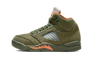 Кроссовки Jordan 5 Retro Olive 2024 PS, оливковый/оранжевый