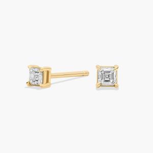 Серьги-гвоздики с бриллиантами огранки Asscher из желтого золота 14 карат (1/4 карата, чистота - HI / SI1-SI2) Blue Nile